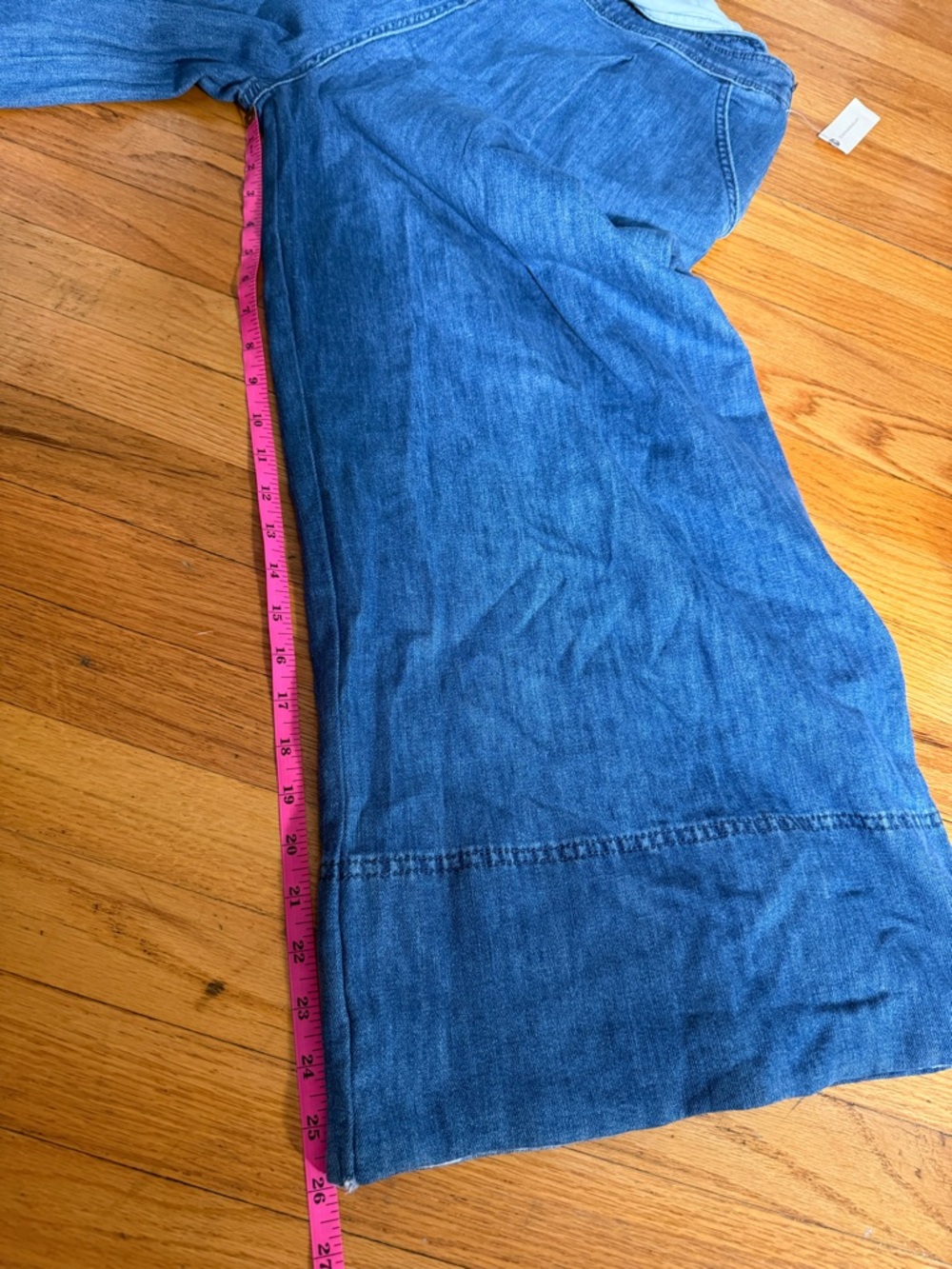 Maeve Blue Wide-Leg Denim Overalls with Crossback Straps - Picture 3 of 15